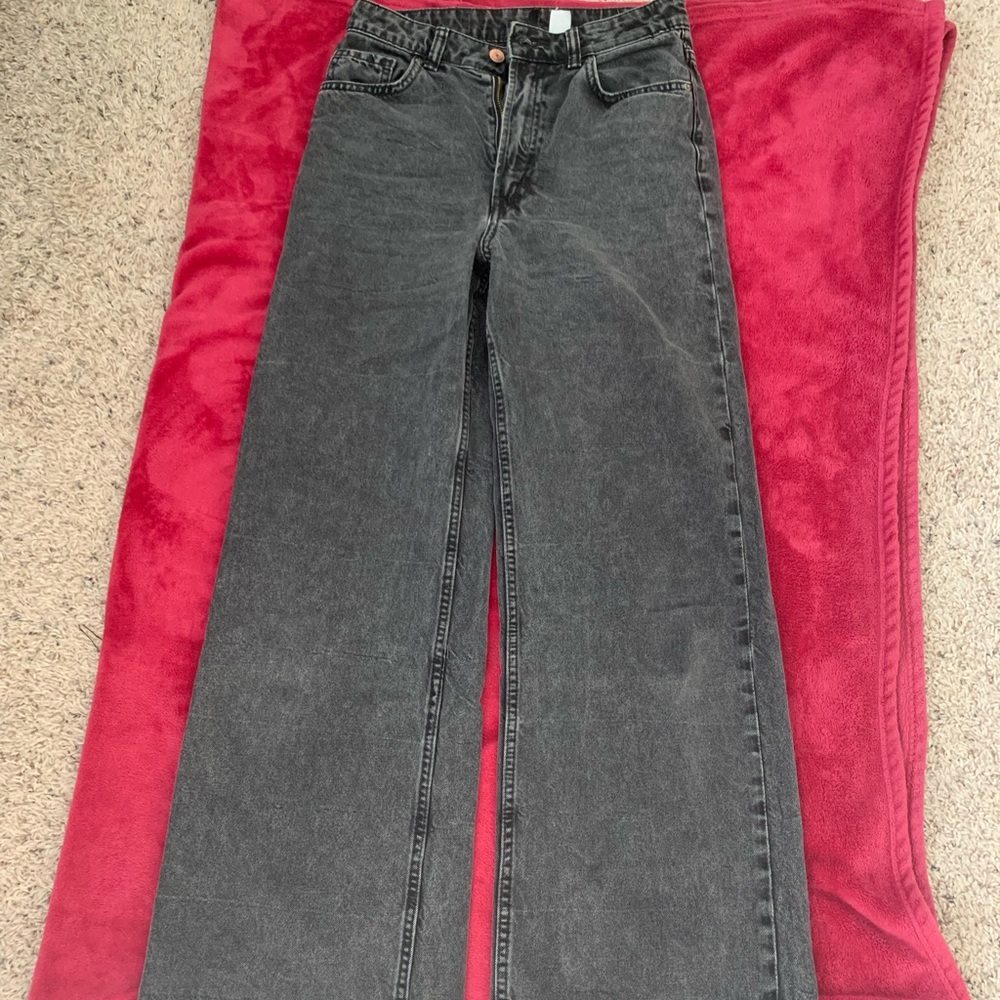 Black flare bottom jeans